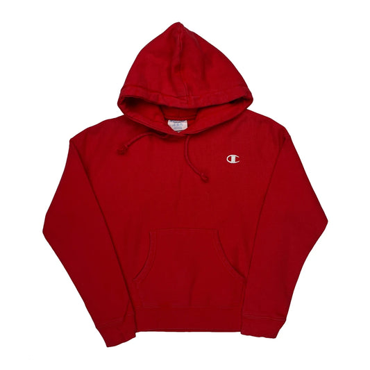Vintage Reverse Weave Champion Hoodie - Small Red Cotton