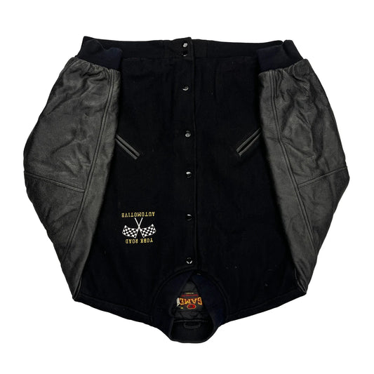 York Road Automotive Game Varsity Jacket - 2XL Black Wool Blend