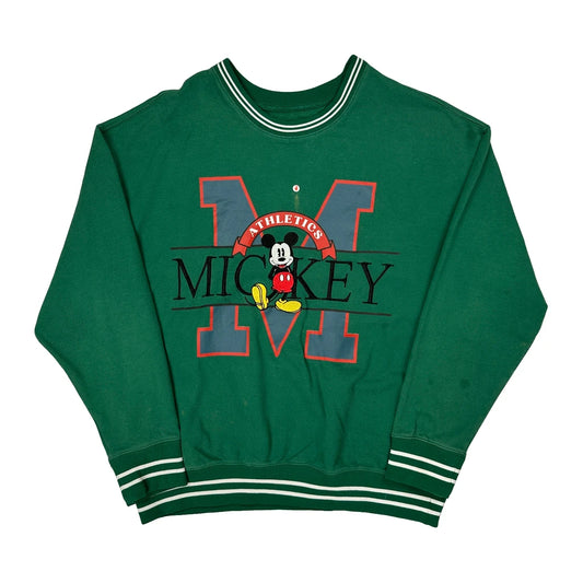 Mickey Mouse Disney Cartoon Sweatshirt - XL Green Cotton Blend
