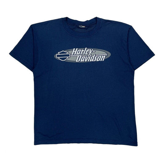 Racine, Wi Harley Davidson Graphic T-Shirt - Large Blue Cotton