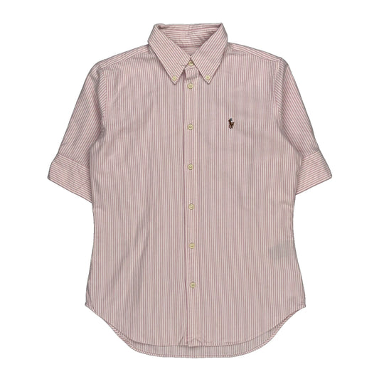 Ralph Lauren Striped Short Sleeve Shirt - Small Pink Cotton