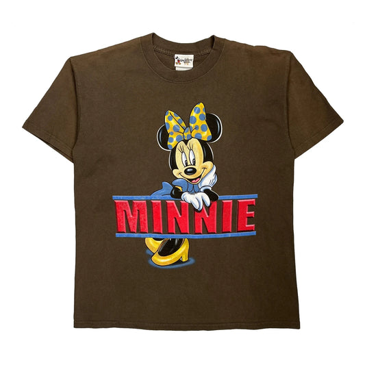Minnie Disney Cartoon T-Shirt - Small Brown Cotton