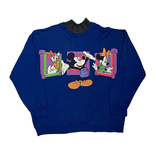 Vintage Disney Cartoon Sweatshirt - Large Blue Cotton