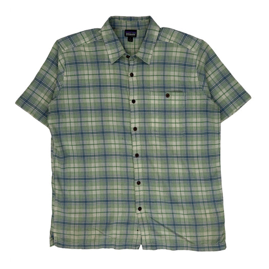 Patagonia Checked Short Sleeve Shirt - Large Green Cotton