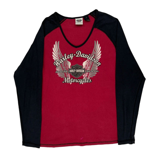 Harley Davidson Graphic Long Sleeve T-Shirt - XL Black Cotton