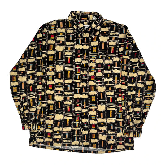 Vintage Pierre Cardin Patterned Shirt - Large Black Viscose