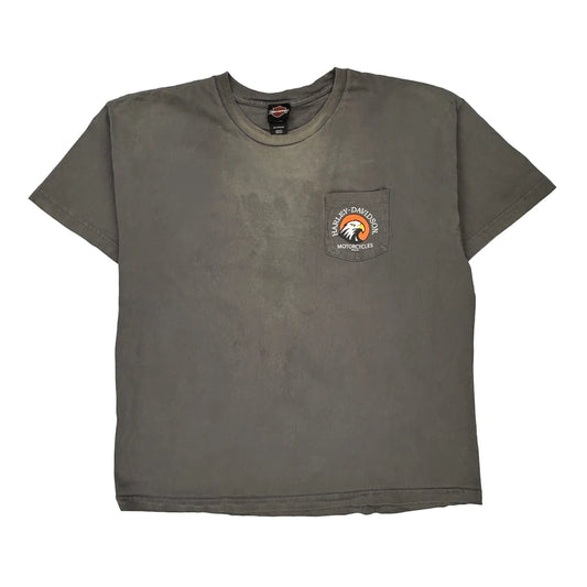 Gasoline Alley Harley Davidson Graphic T-Shirt - 2XL Grey Cotton