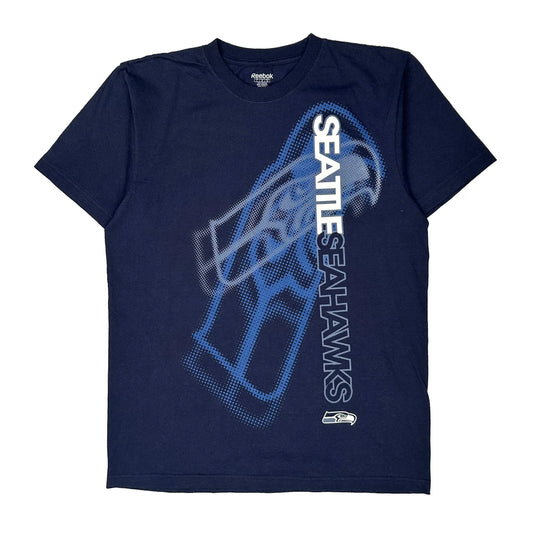 Seattle Seahawks Reebok Football T-Shirt - Large Navy Cotton