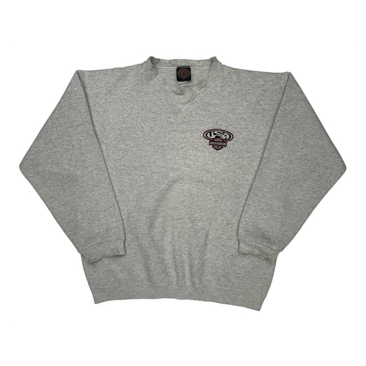 USA Motorcycles Harley Davidson Long Sleeve T-Shirt - Large Grey Cotton