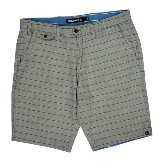 Quiksilver Striped Shorts - 34W 10L Grey Cotton Blend