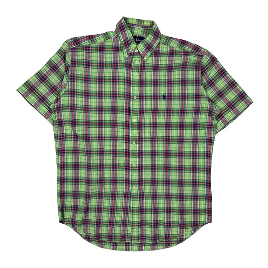 Blake Ralph Lauren Checked Short Sleeve Shirt - Medium Green Cotton