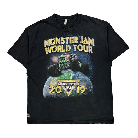 World Tour 2019 Monster Jam Graphic T-Shirt - XL Black Cotton