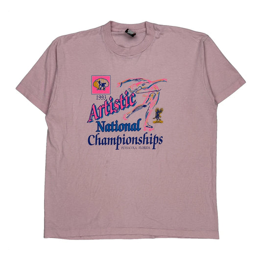 1993 Made In USA, Artistic National Championships Screen Stars Graphic T-Shirt - XL Pink Cotton Blend