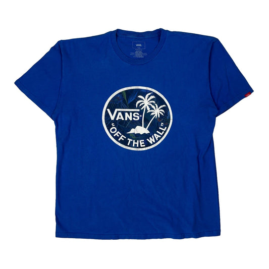 Off The Wall Vans Graphic T-Shirt - Large Blue Cotton