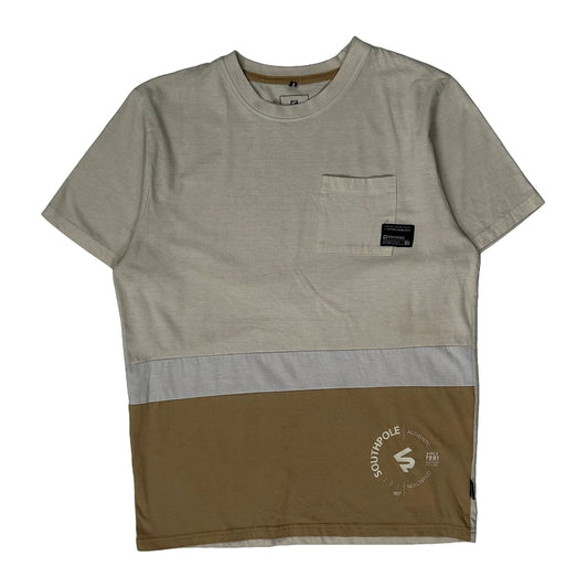 South Pole Striped T-Shirt - Medium Beige Cotton Blend
