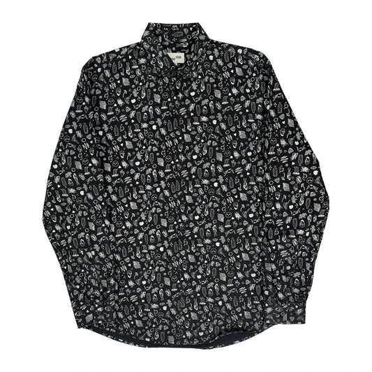 Vintage Frank + Oak Patterned Shirt - Medium Black Cotton