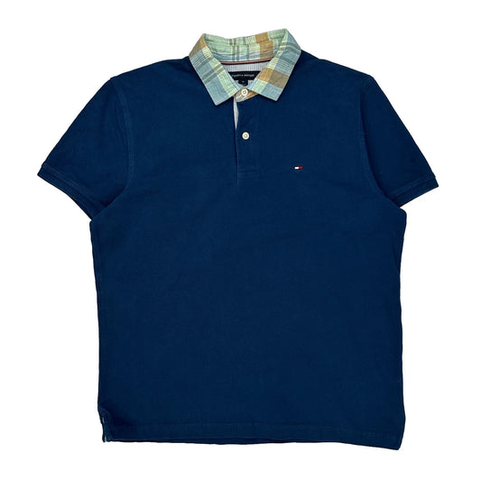 Tommy Hilfiger Checked Polo Shirt - Medium Blue Cotton