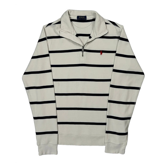 Polo By Ralph Lauren Striped Polo Shirt - Small White Cotton