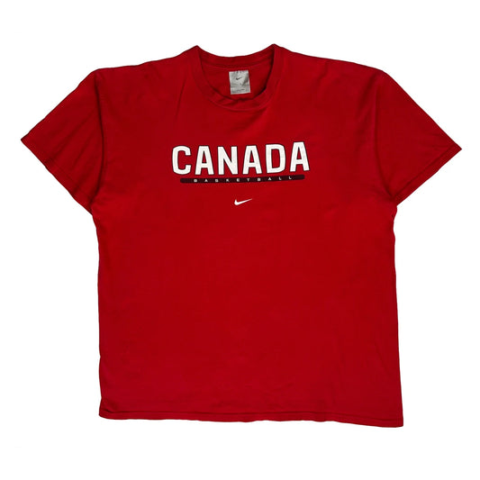 Vintage Canada Basketball Nike Spellout T-Shirt - XL Red Cotton