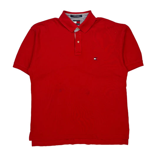 Tommy Hilfiger Polo Shirt - Large Red Cotton
