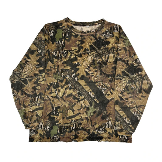 Mossy Oak Camo Long Sleeve T-Shirt - 2XL Green Cotton