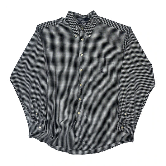 Nautica Checked Shirt - XL Blue Cotton