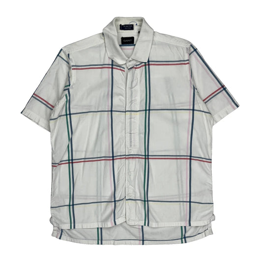 Gant Checked Short Sleeve Shirt - Large White Cotton