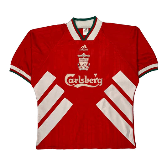 Vintage Liverpool Adidas Equipment 1993-95 Home Football Shirt - Large Red Polyester