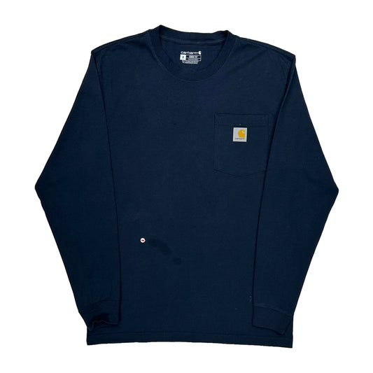 Carhartt Graphic Long Sleeve T-Shirt - Small Navy Cotton