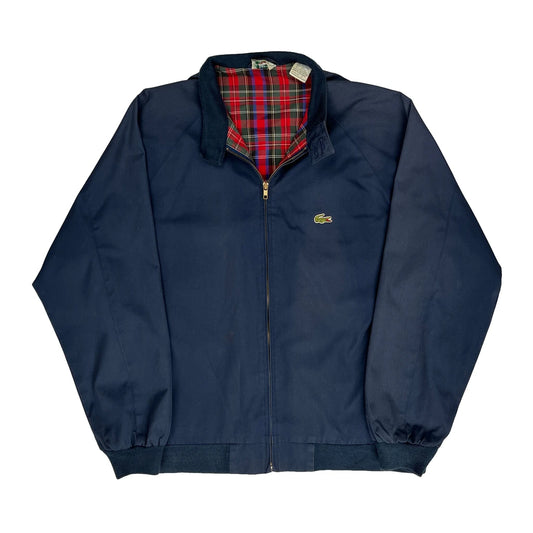 Izod Lacoste Checked Harrington Jacket - Large Navy Cotton Blend