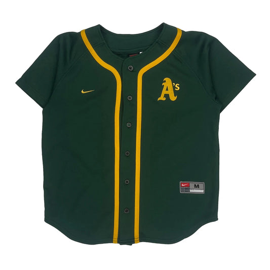 Age 12-14 Nike Oakland Athletics Jersey - Medium Green Polyester