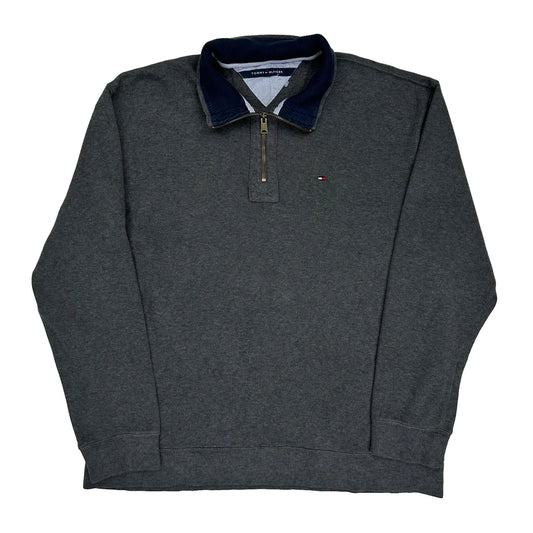 Tommy Hilfiger 1/4 Zip - XL Grey Cotton