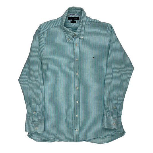 Tommy Hilfiger Striped Shirt - XL Blue Linen