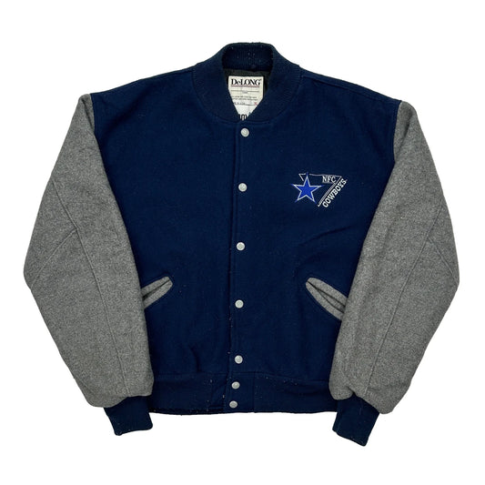 Dallas Cowboys Delong Football Varsity Jacket - XL Blue Wool Blend