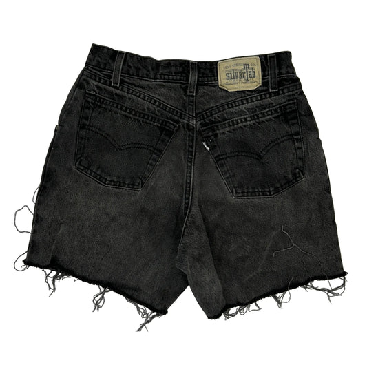 Silver Tab Levis Baggy Denim Shorts - 28W UK 10 Black Cotton