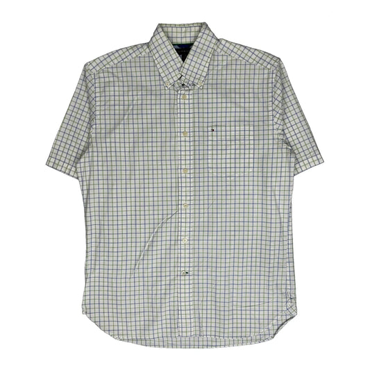 Tommy Hilfiger Checked Short Sleeve Shirt - Medium White Cotton