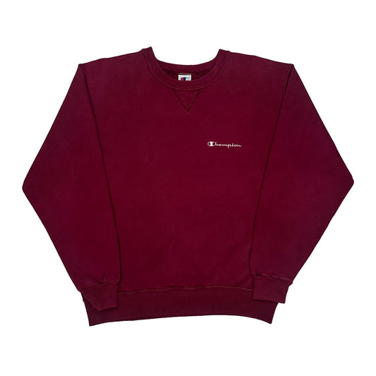90S Reverse Weave Champion Sweatshirt - Large Burgundy Cotton