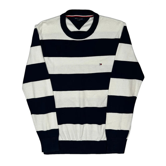Tommy Hilfiger Striped Jumper - Large Navy Knitted