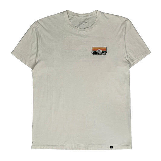 Quiksilver Graphic T-Shirt - Large Cream Cotton