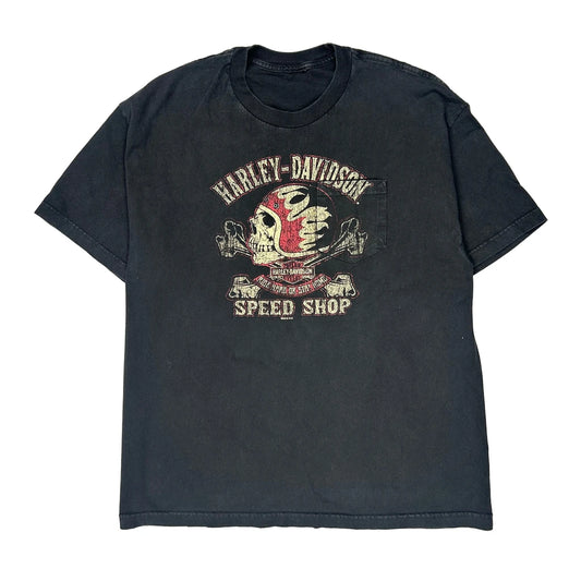 Harley Davidson Graphic T-Shirt - Large Black Cotton
