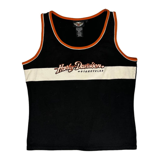 Harley Davidson Striped Vest - XL Black Cotton Blend