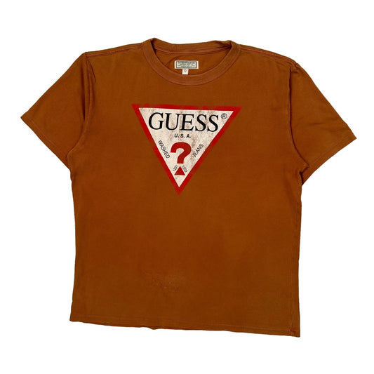 Guess Graphic T-Shirt - Medium Brown Cotton