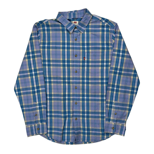 Vintage Levis Checked Shirt - Large Blue Cotton