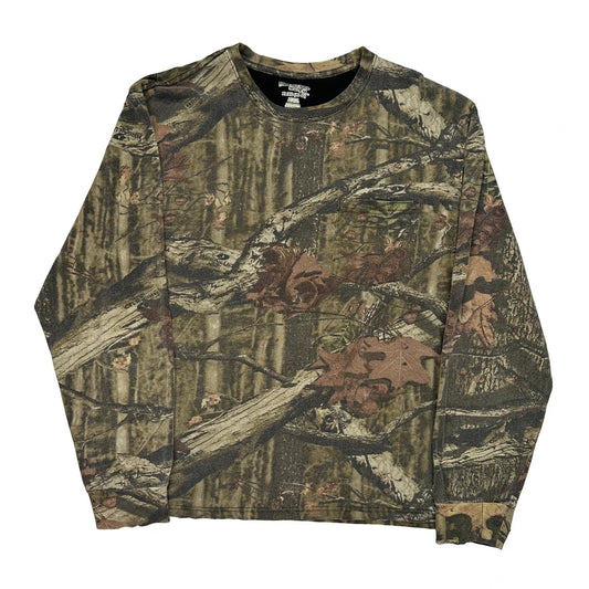 Vintage Mossy Oak Camo Long Sleeve T-Shirt - XL Camo Cotton