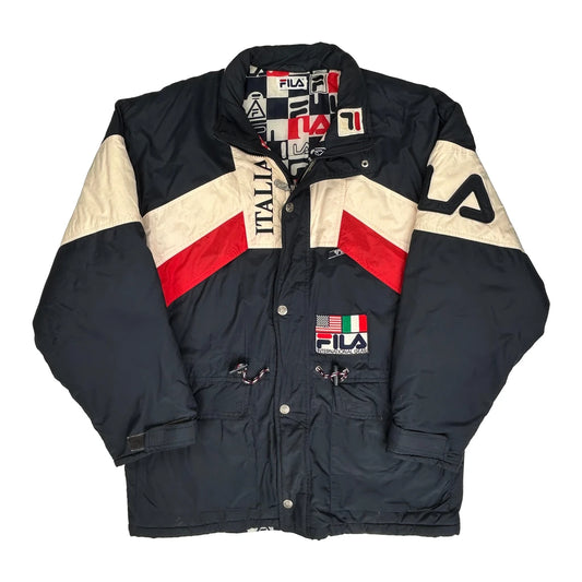 Vintage Fila Ski Jacket - Medium Navy Nylon