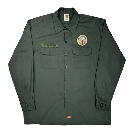 Vintage City Of Los Angeles Dickies Tall Shirt - XL Green Polyester Blend