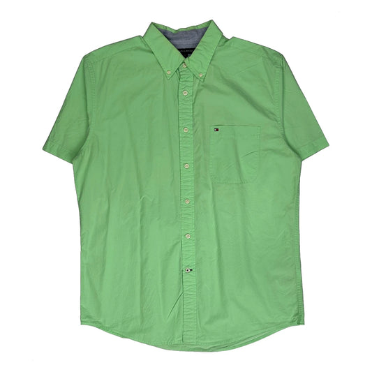 Tommy Hilfiger Short Sleeve Shirt - Large Green Cotton