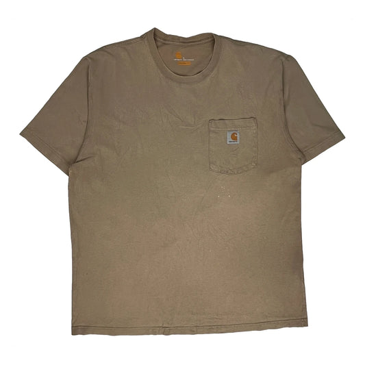 Carhartt T-Shirt - Large Khaki Cotton