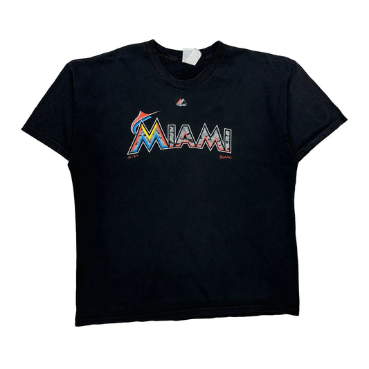 Vintage Miami Marlins Majestic Mlb T-Shirt - XL Black Cotton