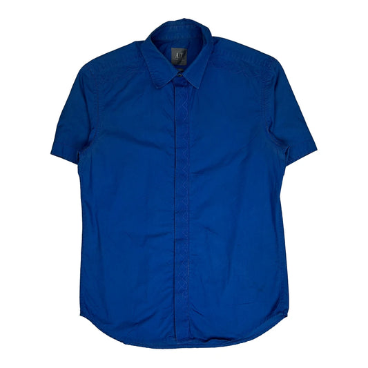 Armani Exchange Short Sleeve Shirt - Small Blue Cotton